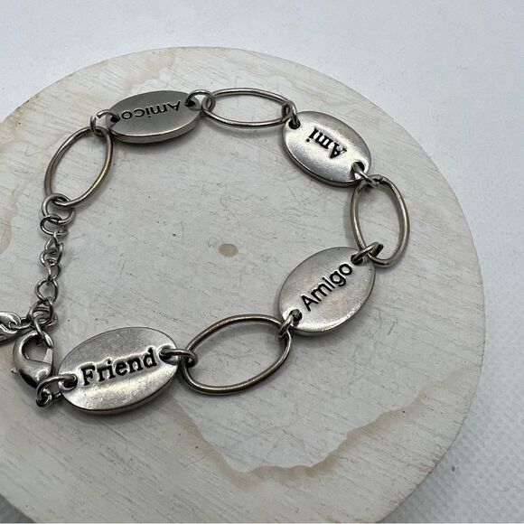 🍭4/$20 Alexa’s Angels Silver Reversible Friend Charm Bracelet - Picture 2 of 6